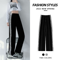 樵JIAO黑色棋盘格子裤女春阔腿直筒宽松休闲裤034-RT-z089