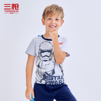 三枪星战舒肤薄棉男童短袖中裤家居套