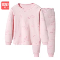 三枪新疆棉刷绒女童圆领内衣套兔斯基