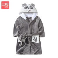 三枪法兰绒少儿睡袍咱们裸熊浴袍居家服