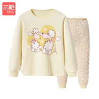 三枪新品棉毛布女童圆领长袖内衣套秋衣秋裤打底衫裤