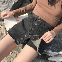 春夏女装韩版宽松时尚高腰显瘦假两件A字裙裙裤学生牛仔裤短裤潮