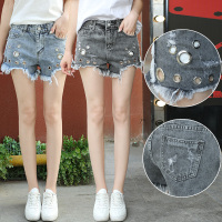 牛仔短裤女夏季2018新款韩版阔腿中腰百搭毛边破洞热裤