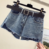 牛仔短裤女2018春秋新款韩版显瘦高腰毛边阔腿不规则超火热裤子夏