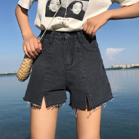 春夏女装韩版高腰毛边阔腿裤宽松百搭短款牛仔裤短裤显瘦直筒裤潮