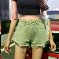 夏季新款复古韩国宽松显瘦毛边牛仔短裤气质高腰基础口袋热裤潮女
