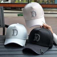 水钻帽子女鸭舌帽男韩版休闲百搭学生街头潮人棒球帽D字母嘻哈帽