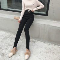 春装秋冬新款圆环不规则腰封小脚裤裤子外穿高腰铅笔打底裤女长裤