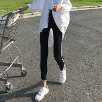 2018夏季新款高腰裤子侧边白条薄款打底裤学生长裤紧身小脚裤女装