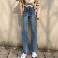 2018夏季新款高腰直筒牛仔裤显瘦韩版裤子宽松学生阔腿裤长裤女装