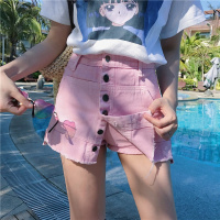 2018夏季新款防走光裙裤高腰裤子女显瘦短裤学生牛仔裤宽松阔腿裤