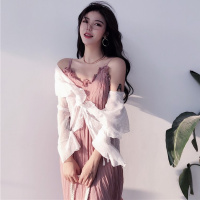 2018夏季新款气质荷叶边系带雪纺衫宽松波点防晒开衫外套上衣女装