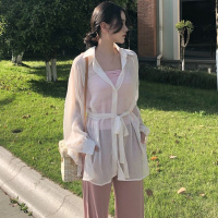 复古衬衫外套女装夏季2018新款长袖薄款开衫中长款防晒雪纺衫上衣