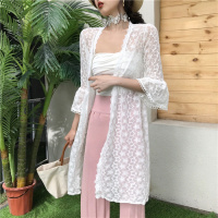 2018夏季新款蕾丝披肩中长款防晒衣开衫薄款宽松空调外套上衣女装