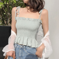 2018夏季新款荷叶边外穿吊带上衣修身性感内搭短款背心打底衫女装