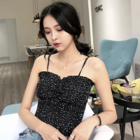 2018夏季新款性感修身波点雪纺小心机裹胸吊带背心上衣打底衫女装