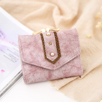 日韩新款短款女钱包小清新可爱磨砂皮三折折叠零钱位学生钱包