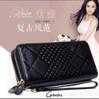 钱包女长款头层牛皮双层拉链多卡位2018新款牛皮手拿大容量钱夹潮