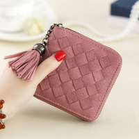 新款迷你小钱包女拉链零钱包女短款韩版小清新流苏编织手拿硬币包
