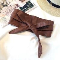 日系双圈PU皮腰封腰带女装饰连衣裙复古纯色休闲百搭蝴蝶结系带潮