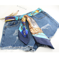丝巾腰带韩版潮品街拍缎面牛仔短裤裙子装饰腰绳腰链腰封方巾送扣