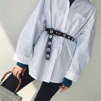 新款气眼细腰带百搭收腰显瘦腰封可调节小方扣头装饰束腰皮带女