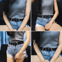 圆扣皮带女宽黑简约百搭韩版休闲圆环复古金属腰带装饰牛仔短裤带