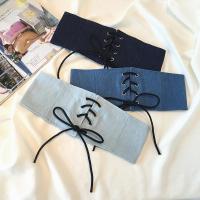 夏季水洗牛仔布绑带腰封女装饰长T恤束腰显瘦休闲百搭摁扣宽腰带