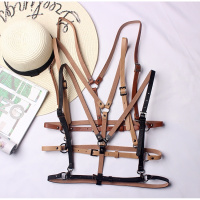 现货 时髦~秋冬日系百搭个性双背带式金属背带腰带皮带