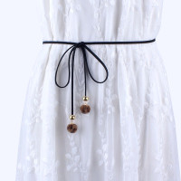 复古细腰带女配裙毛衣简约百搭装饰连衣裙文艺腰绳子流苏腰链黑色