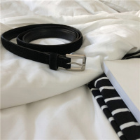 2018韩版简约复古方环扣绒面腰带百搭方扣学生女细款装饰休闲皮带