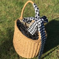 复古棉麻黑白格子腰带女系带布料经典格纹蝴蝶结装饰休闲百搭皮带