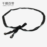 蕾丝女士腰链系带百搭连衣裙装饰配裙子细腰带腰绳绳子黑色配饰布