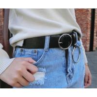 韩版夏大圆环圈装饰时尚皮带 潮女士休闲学生百搭黑色圆扣裤腰带