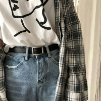 韩国百搭长方形扣复古黑色细腰带BF风韩版学生青年皮带休闲裤带女