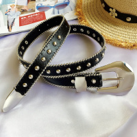 气质百搭柳钉银色针扣细腰带 女士牛仔裤皮带连衣裙装饰窄配饰潮