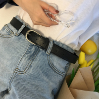自制单品复古百搭潮流春夏新款基础方扣PU皮休闲系带皮带腰带