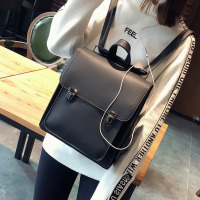 2018新款韩版多用复古双肩包女学院风pu皮书包学生包英伦女士背包