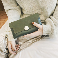 春季新款软钱包女士钱夹2018时尚锁扣小钱包个性复古磨砂手拿包潮