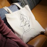 韩国单肩包简约Face线条极简抽象手提文艺帆布包女ins款chic布袋