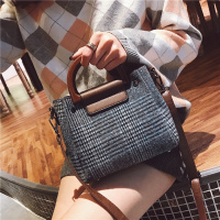 韩版ulzzang少女小挎包包2018新款潮百搭毛呢手提女包斜挎单肩包