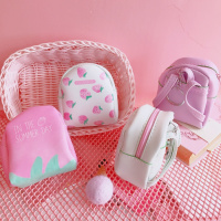 韩国创意书包造型可爱草莓零钱包迷你硬币包学生卡包耳机包钥匙包