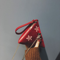 个性女包小包韩版手拿三角零钱包粽子包迷你链条手机包单肩斜挎包