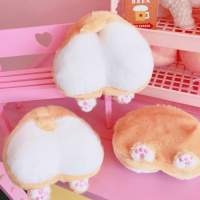 韩国可爱毛绒小零钱包卡通屁股小清新手拿硬币包学生创意拉链小包