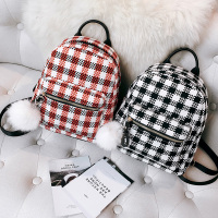 韩版时尚呢子双肩包女撞色百搭校园小背包2018春夏新款旅行女包