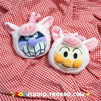 卡通面包超人细菌小子变身恐龙小猪猪毛绒公仔挂脖斜挎包零钱卡包