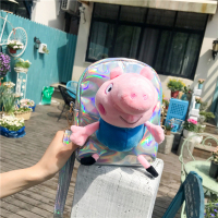 可爱童趣闪亮镭射粉嫩嫩幼儿园小猪单肩斜挎包佩奇单肩玩偶包包