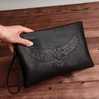男士韩版手拿包 鹰图案休闲商务男包 软皮大手抓包ipad包信封包潮