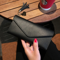 欧美长款3折简约大容量心形吊坠钱包 2018女搭包多功能钱夹潮