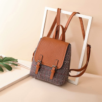 女包2018新款英伦风格子双肩包学院复古书包中学生背包韩版旅行包